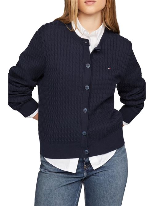 Cardigan in maglia fine blu Tommy Hilfiger | Maglie | WW0WW43329C1G