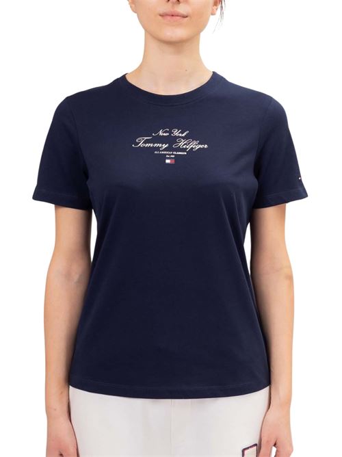 T-shirt regular signature logo blu Tommy Hilfiger | T-shirt | WW0WW43895C1G